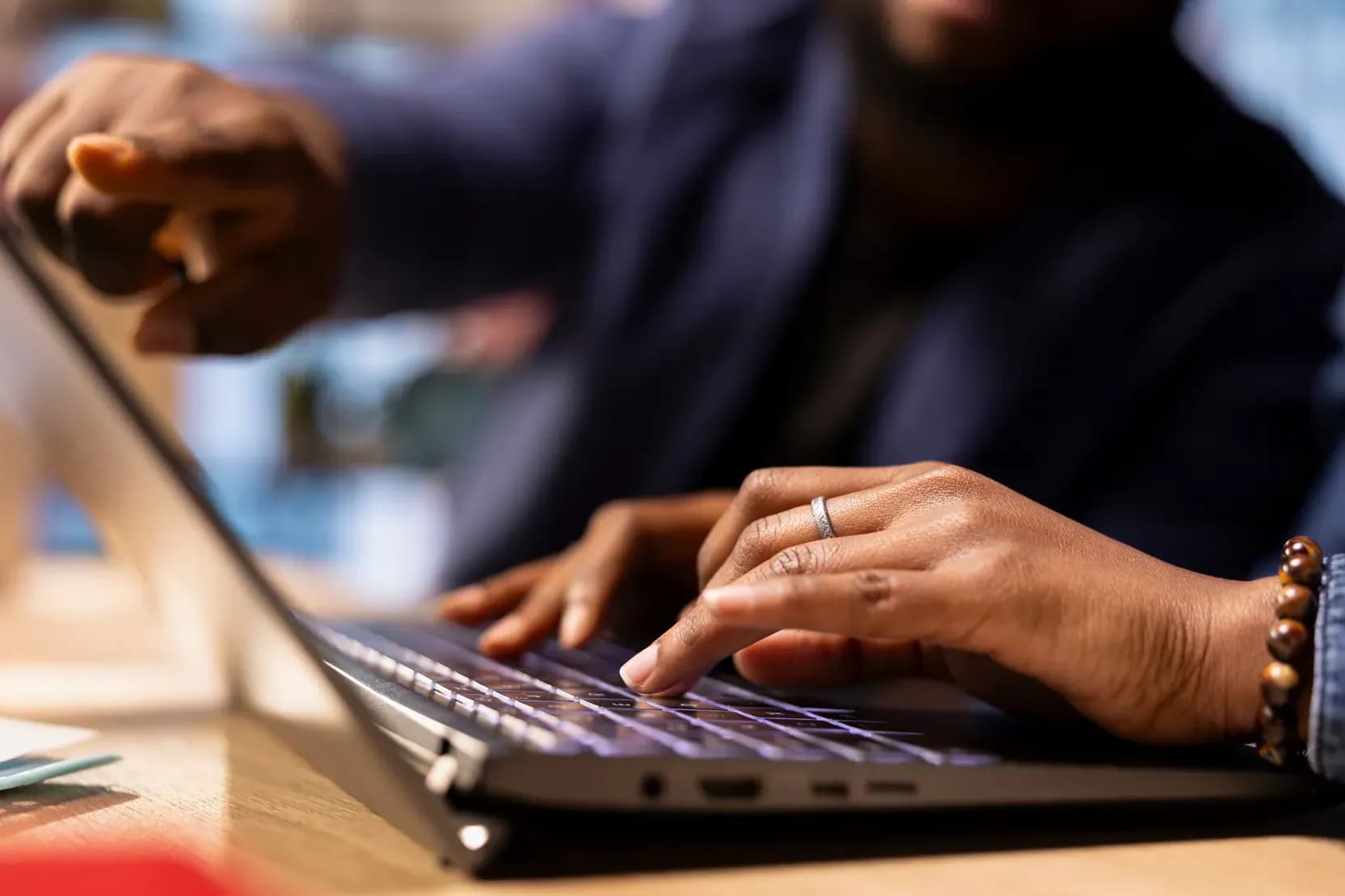 A keyboard close-up representing youth media production